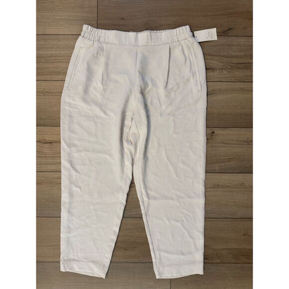 a new day Pants - NWT a new day White Cream Women's Pants Trouser Dress Pants L Large Elastic Wais